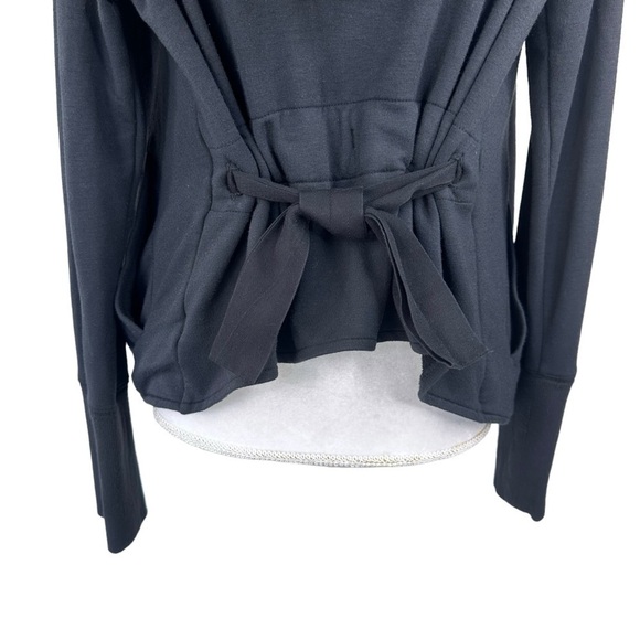 Athleta black open cardigan jacket sweatshirt soft hoodie rear tie small active - Picture 11 of 15